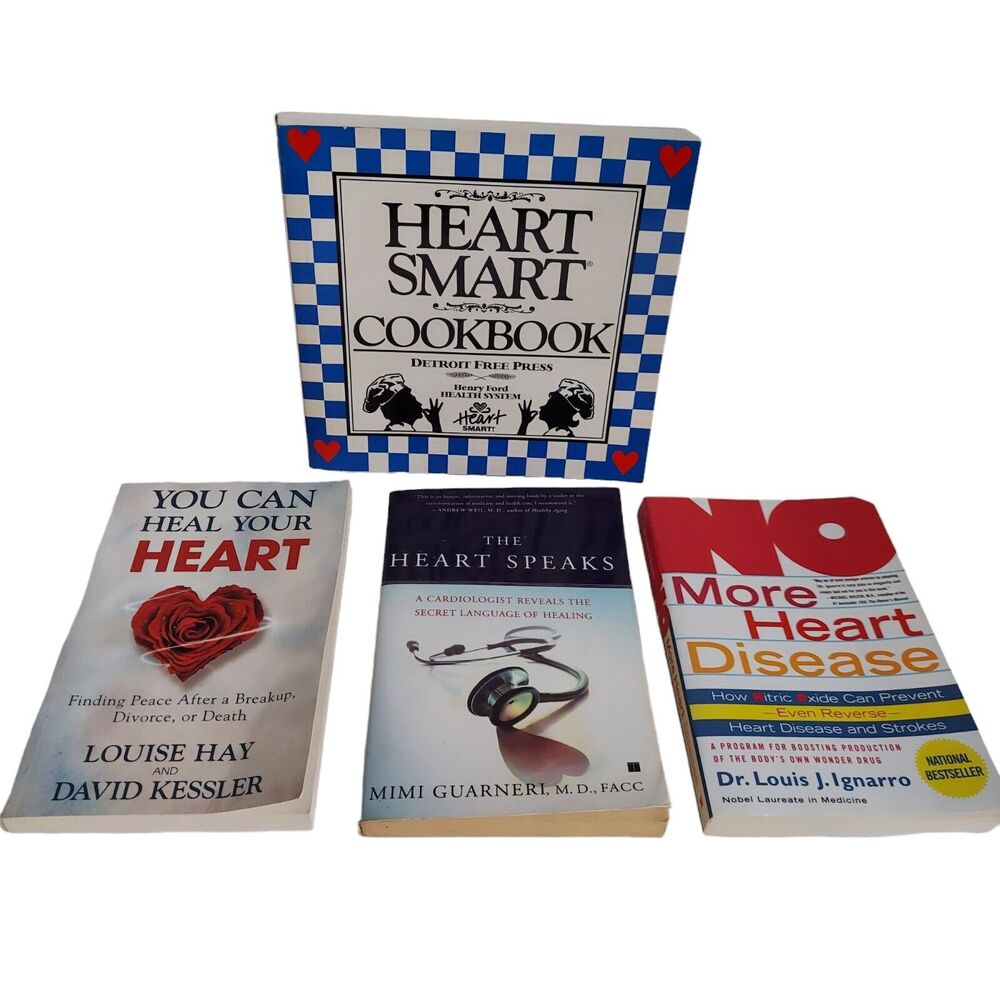 Lot of 4 Heart Health Cookbook Various Healing Disease Medical Diet Love Books